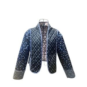 Quilted Jacket Cropped Reversible Floral 2 In 1 Jacket Patchwork Pink And Blue